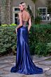 Elizabeth K GL3681 Burgundy High Slit Fit and Flare Dress