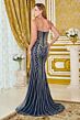 Elizabeth K GL3683 Navy Blue Embellished Lace-Up Dress