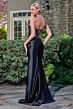 Elizabeth K GL3686 Mocha Gold Satin Skirt Fit and Flare Dress