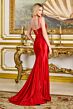 Elizabeth K GL3688 Spaghetti Strap High Slit Fit and Flare Dress