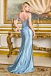Elizabeth K GL3689 Dusty Blue Slit Skirt Off The Shoulder Dress