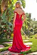 Elizabeth K GL3691 Burgundy Off The Shoulder Lace-Up Dress