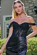 Elizabeth K GL3691 Burgundy Off The Shoulder Lace-Up Dress