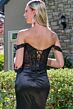 Elizabeth K GL3691 Burgundy Off The Shoulder Lace-Up Dress