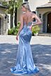 Elizabeth K GL3693 Satin Skirt High Slit Spaghetti Strap Dress