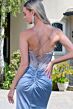 Elizabeth K GL3693 Satin Skirt High Slit Spaghetti Strap Dress