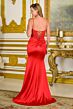 Elizabeth K GL3694 High Slit Satin Skirt Gold Dress