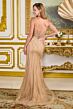 Elizabeth K GL3697 Mocha Gold Embellished High Slit Dress