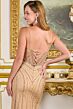 Elizabeth K GL3697 Mocha Gold Embellished High Slit Dress