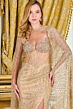 Elizabeth K GL3698 Champagne Embellished with Cape Dress