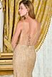 Elizabeth K GL3698 Champagne Embellished with Cape Dress