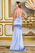 Elizabeth K GL3699 High Slit Satin Skirt with Side Tail Dress