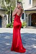 Elizabeth K GL3700 High Slit Satin Skirt Red Dress