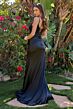 Elizabeth K GL3702 Black High Slit Sweetheart Neckline Dress