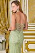 Elizabeth K GL3703 Champagne Embellished High Slit Dress