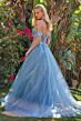 Elizabeth K GL3719 Dusty Blue Off The Shoulder A-Line Dress