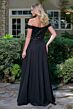 Elizabeth K GL3738 Black Off The Shoulder A-Line Dress
