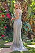 Elizabeth K GL3748 Silver Embellished Fitted Dress