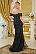 Elizabeth K GL3780 Black Off The Shoulder Fitted Dress