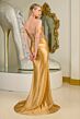 Elizabeth K GL3783 Black Slit Skirt Off The Shoulder Dress
