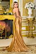 Elizabeth K GL3789 High Slit Beaded Bodice Lace-Up Dress