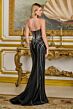 Elizabeth K GL3790 Black Lace-Up Strapless Dress