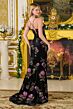 Elizabeth K GL3797 Black High Slit Spaghetti Strap Dress