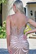 Elizabeth K GL3798 Champagne Spaghetti Strap Lace-Up Dress