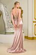 Elizabeth K GL3798 Champagne Spaghetti Strap Lace-Up Dress