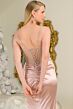 Elizabeth K GL3798 Champagne Spaghetti Strap Lace-Up Dress