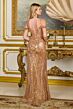 Elizabeth K GL3799 Gold High Slit Cold-Shoulder Dress