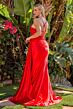 Elizabeth K GL3808 Sweetheart Neckline High Slit with Side Tail Dress