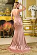 Elizabeth K GL3818 High Slit Strapless with Side Tail Dress