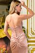 Elizabeth K GL3818 High Slit Strapless with Side Tail Dress