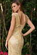 Elizabeth K GL3850 Champagne Cap Sleeve V-Neckline Dress