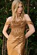 Elizabeth K GL3852 High Slit Satin Skirt Ruched Off The Shoulder Dress