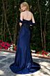 Elizabeth K GL3852 High Slit Satin Skirt Ruched Off The Shoulder Dress