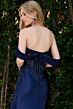 Elizabeth K GL3852 High Slit Satin Skirt Ruched Off The Shoulder Dress