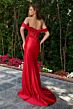 Elizabeth K GL3852 High Slit Satin Skirt Ruched Off The Shoulder Dress