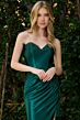 Elizabeth K GL3853 Black Peak-A-Boo Neckline Strapless Dress
