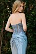 GLS by Gloria GL3858 Slate Blue Satin Skirt Strapless Dress