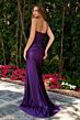 GLS by Gloria GL3858 Slate Blue Satin Skirt Strapless Dress