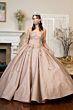 Elizabeth K GL1912 Pleated Skirt Bell Sleeve Quinceanera Gown