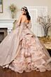Elizabeth K GL1912 Pleated Skirt Bell Sleeve Quinceanera Gown