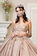 Elizabeth K GL1912 Pleated Skirt Bell Sleeve Quinceanera Gown