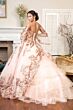 Elizabeth K GL1914 Bell Sleeve Ruffle Skirt Quinceanera Dress