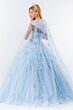 Elizabeth K GL1939 Sheer Cape Floral Strapless Neck Quinceanera Gown