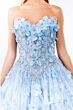 Elizabeth K GL1939 Sheer Cape Floral Strapless Neck Quinceanera Gown