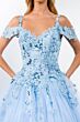 Elizabeth K GL1969 Floral Applique Bodice Cold-Shoulder Sweet 16 Dress
