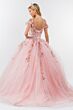 Elizabeth K GL1969 Floral Applique Bodice Cold-Shoulder Sweet 16 Dress